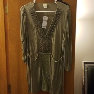 Olive Top with Jewel Details